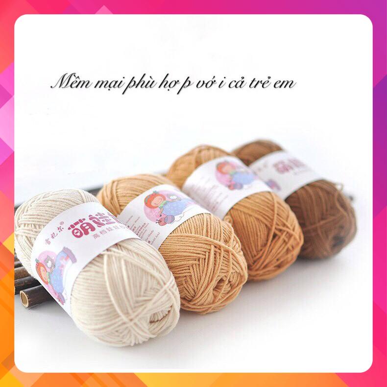 [CHÍNH HÃNG] Len Baby Yarn (Bảng màu 1 -50) - Móc thú siêu đẹp - Baby Yarn - Len cho bé, trẻ