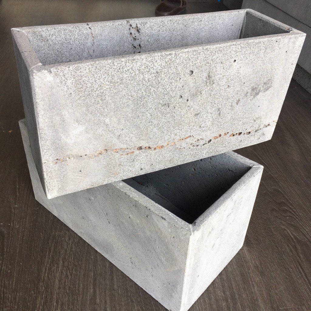 Chậu trồng cây treo tường hình chữ nhật 30x15cm đá tự nhiên R3015, chậu treo ban công trồng cây