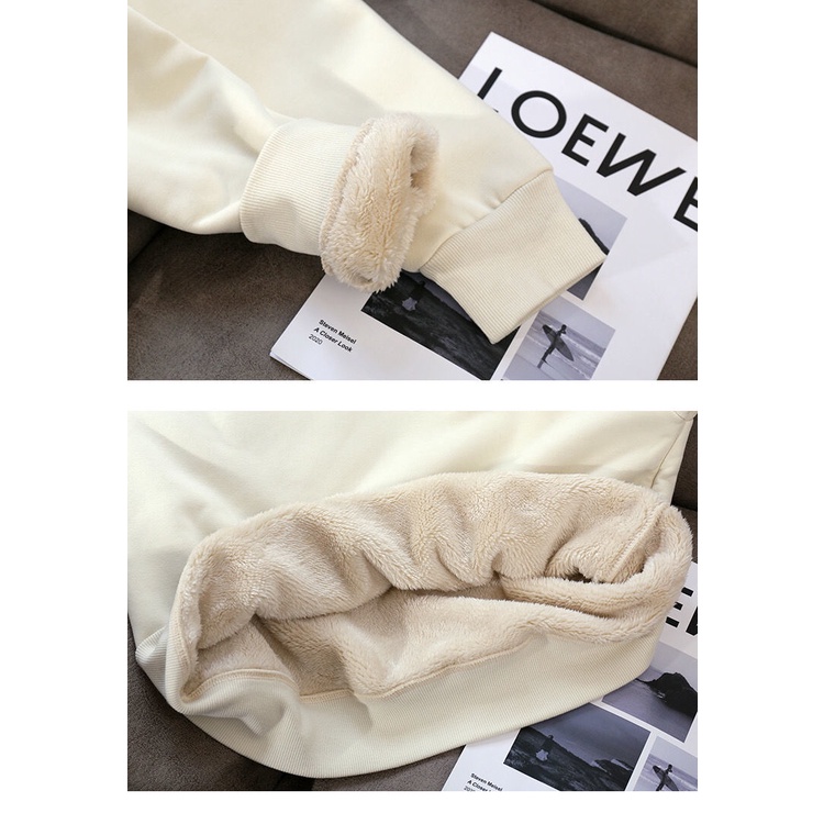 Áo Sweater Cổ Tròn Tay Dài Dáng Rộng Vải Nhung Lông Cừu Dày Thời Trang Mùa Đông 2022 Ấm Áp Cho Nữ