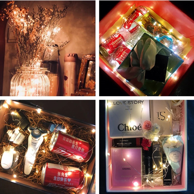 1M 2M 3M Button Battery Powered U Shape LED String Lights For Xmas Tree Party Wedding Christmas Decoration