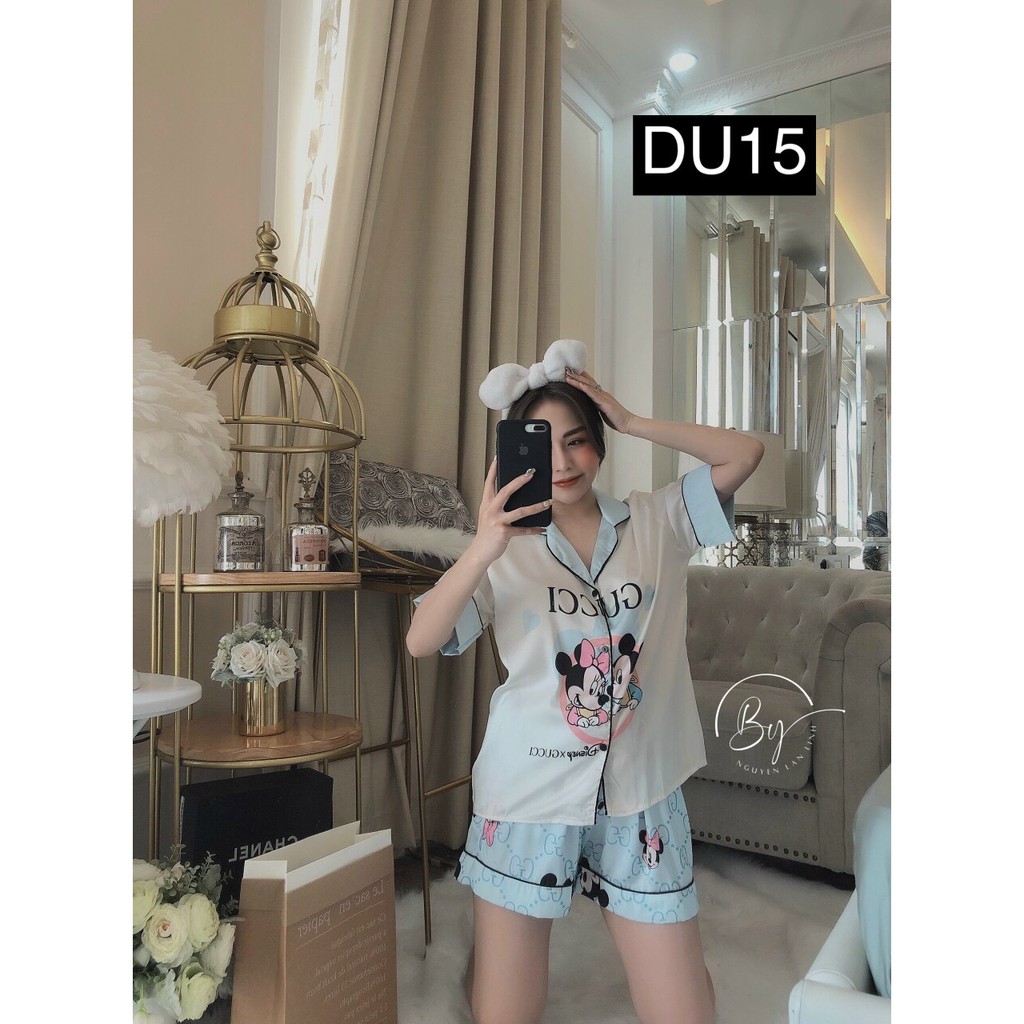 Set Đồ Bộ Pizama Nữ Đùi Ngắn Mặc Nhà Hàng Satin Cao Cấp Chuẩn HotGirl Hàng Bán Shop Cực Đẹp- Kèm Hình Chụp Thật