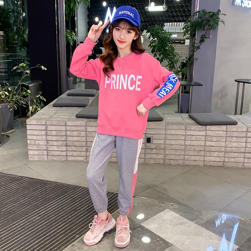 Bộ quần áo thu đông bé gái 14-45kg Prince, bộ nỉ da cá bé gái 4-14 tuổi vải dày giữ ấm tốt, hàng may kĩ.PR11