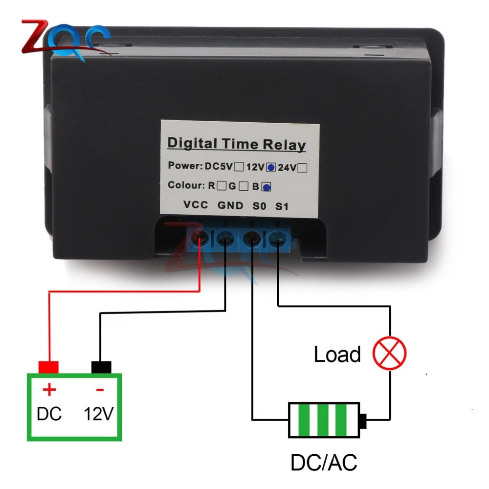 Rơ-le hẹn giờ kỹ thuật số Dc 12v / 24v / Ac 110v 220v 0-999