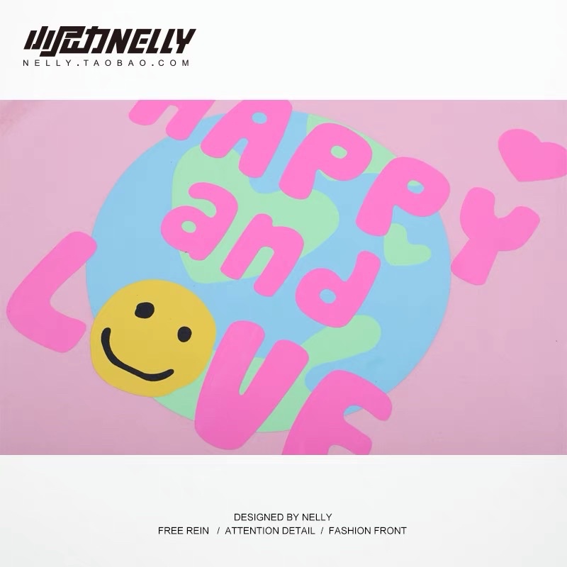 Áo nelly cộc tay hồng HAPPY AND LOVE