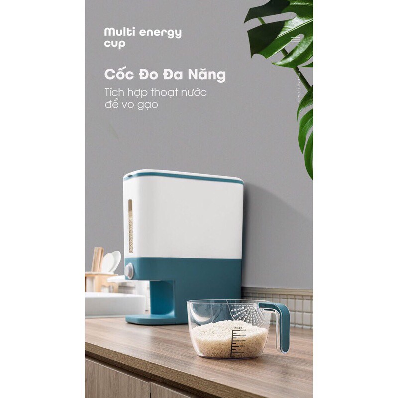 Thùng gạo thông minh 3in1 chứa đựng 10-12kg hạt.