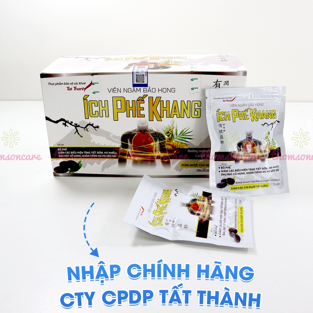 Kẹo ngậm ho Ích Phế Khang - từ Bách Bộ, Cát Cánh giúp bổ phế, giảm đau rát họng, dùng được cho người bị tiểu đường