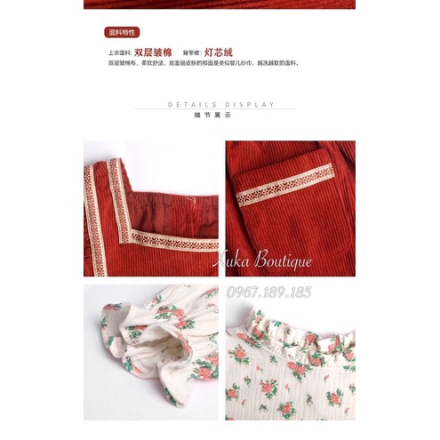 Quần Áo Trẻ Em | Set Váy Yếm Nhung Kèm Áo Bé Gái Hàn Quốc Quảng Châu Cao Cấp Cho Bé 1 - 8 tuổi [Ảnh Thật]Thực Sự Quá Đẹp