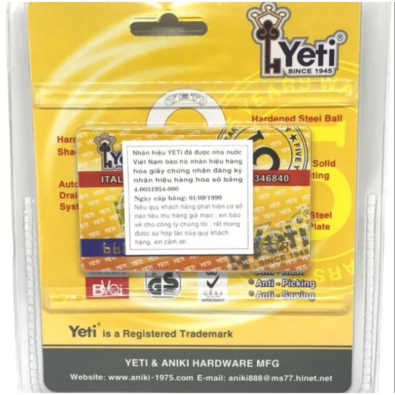 Khóa chống cắt 60mm cao cấp yeti italy