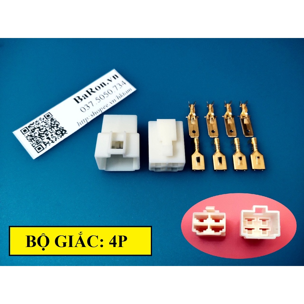 Bộ giắc nối dây điện ô tô - xe máy 2P/3P/4P/6P/8P chống cháy chân đồng cos 6.3