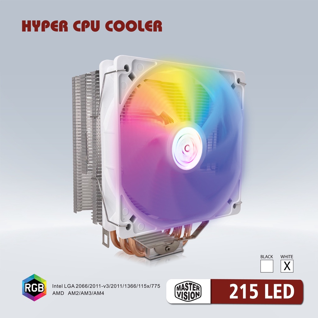 Quạt tản nhiệt Fan Hyper 215 LED (Tản 4U, kích thước 12cm, màu Đen và Trắng)