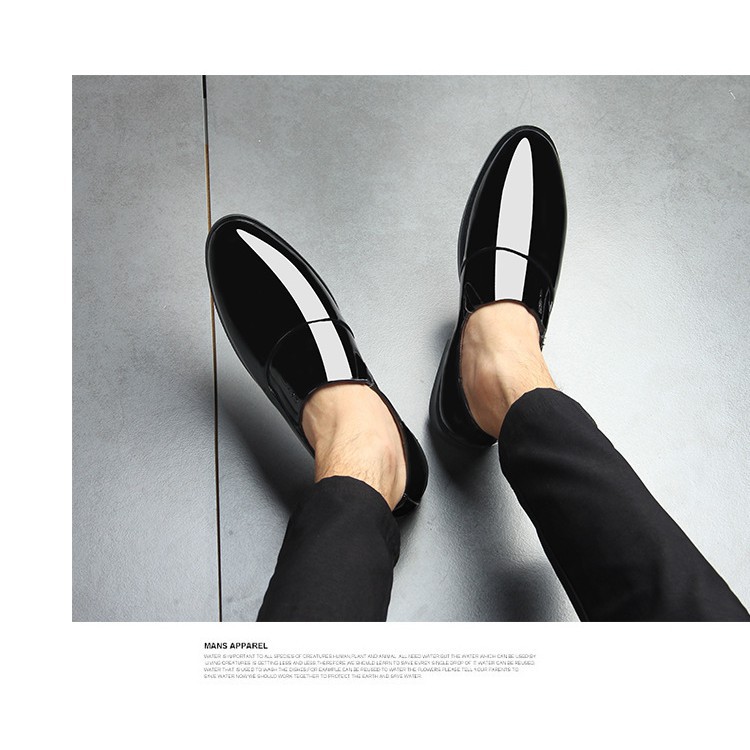 Giày da sáng bóng thời trang thanh lịch cho nam