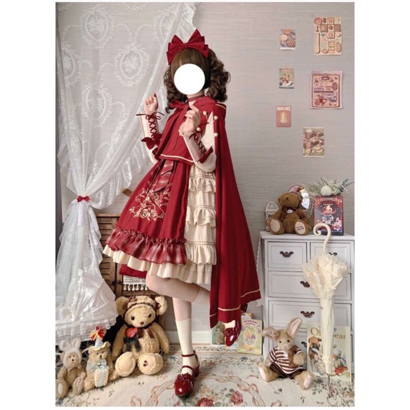 YAS0011-Váy Lolita cô gái quàng khăn đỏ