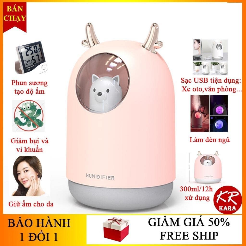 Máy Phun Sương Tạo Ẩm Con Gấu Siêu Cute KR 240- Đa Năng Tạo Ẩm Không Khí, Làm Đèn Ngủ Siêu Đẹp- KARA 240