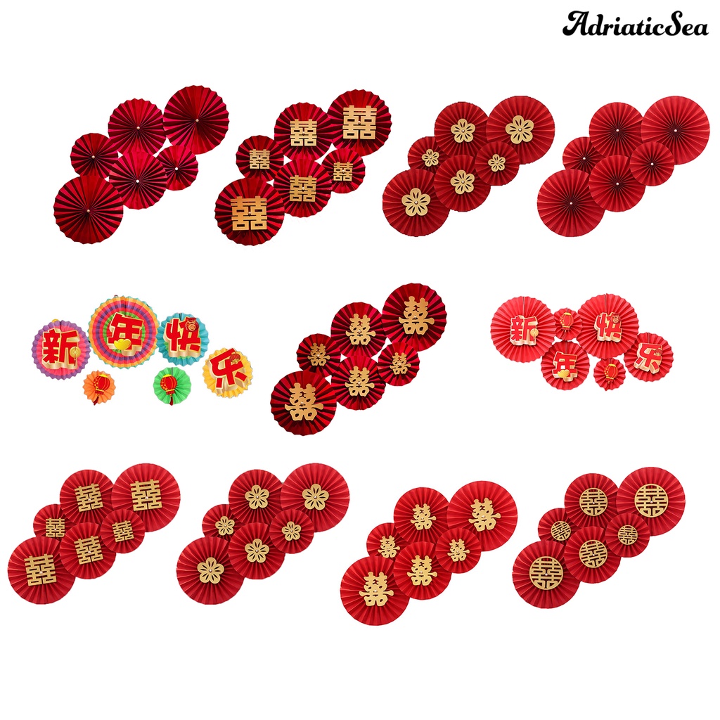 Quạt giấy treo tường trang trí tiệc cưới phong cách Trung Hoa