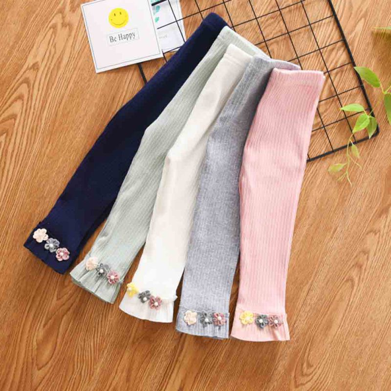 Quần legging cotton đính nơ xinh xắn cho bé gái