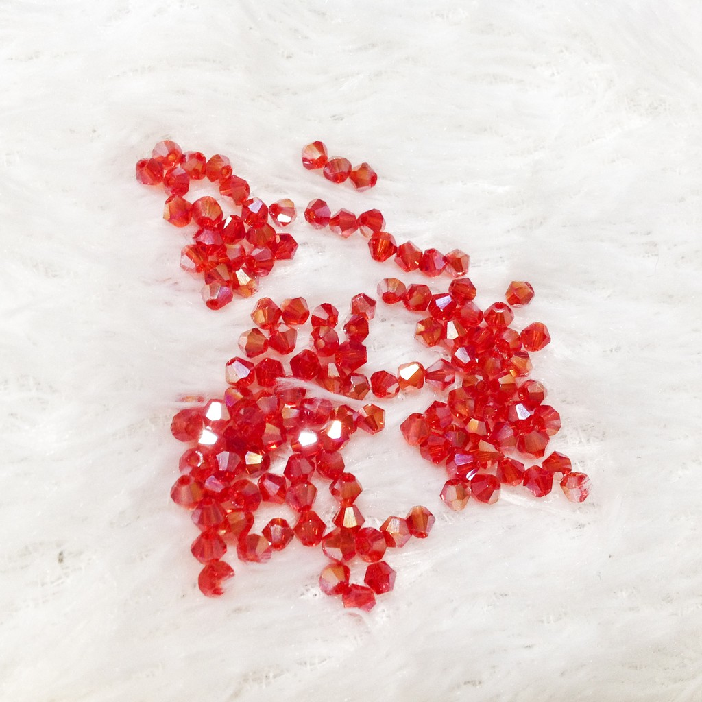 Hạt đá pha lê hình thoi kết xỏ vòng tay size 3li 3mm gói 10 viên