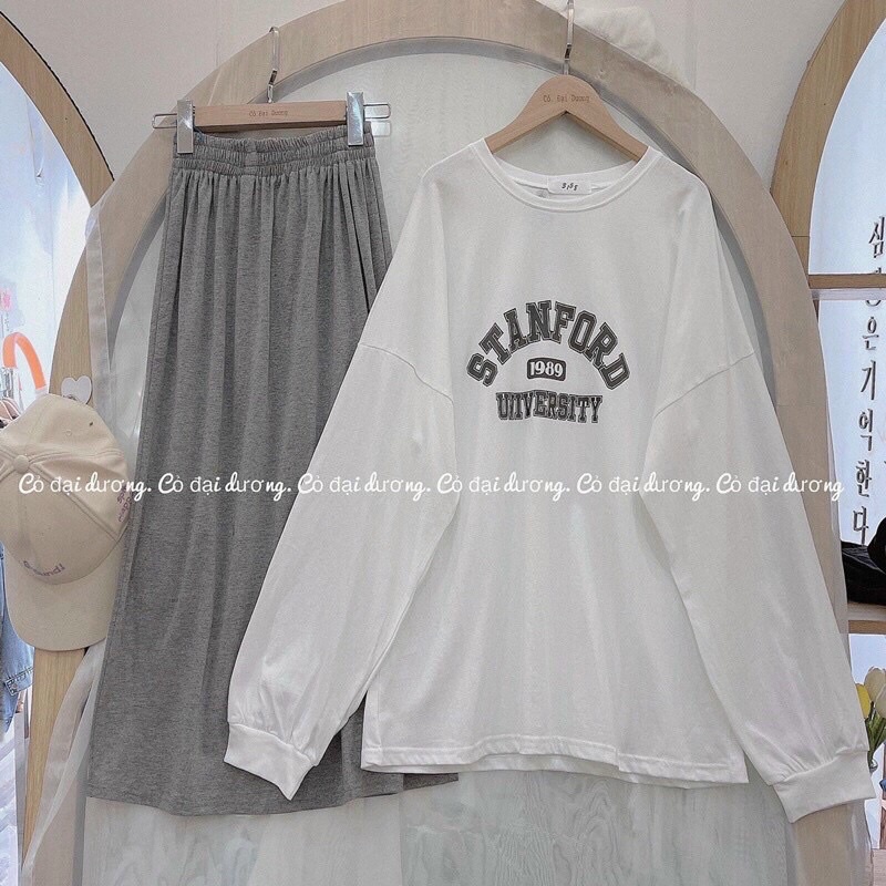 Áo Pull Dài Tay Thun Nữ Thu Đông Stanford Dáng Rộng Đẹp Unisex