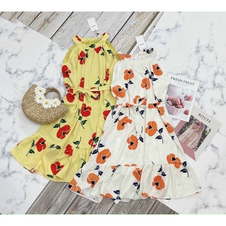 Váy cổ yếm hoạ tiết hoa floral