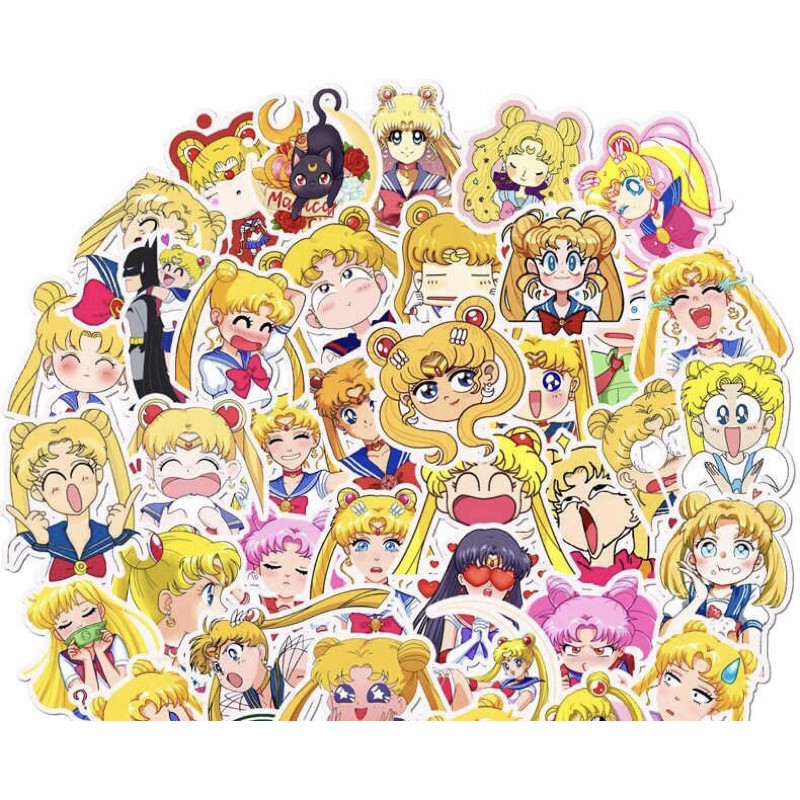 Sticker sailor moon 30-50 cái khác nhau ép lụa / hình dán sailor moon