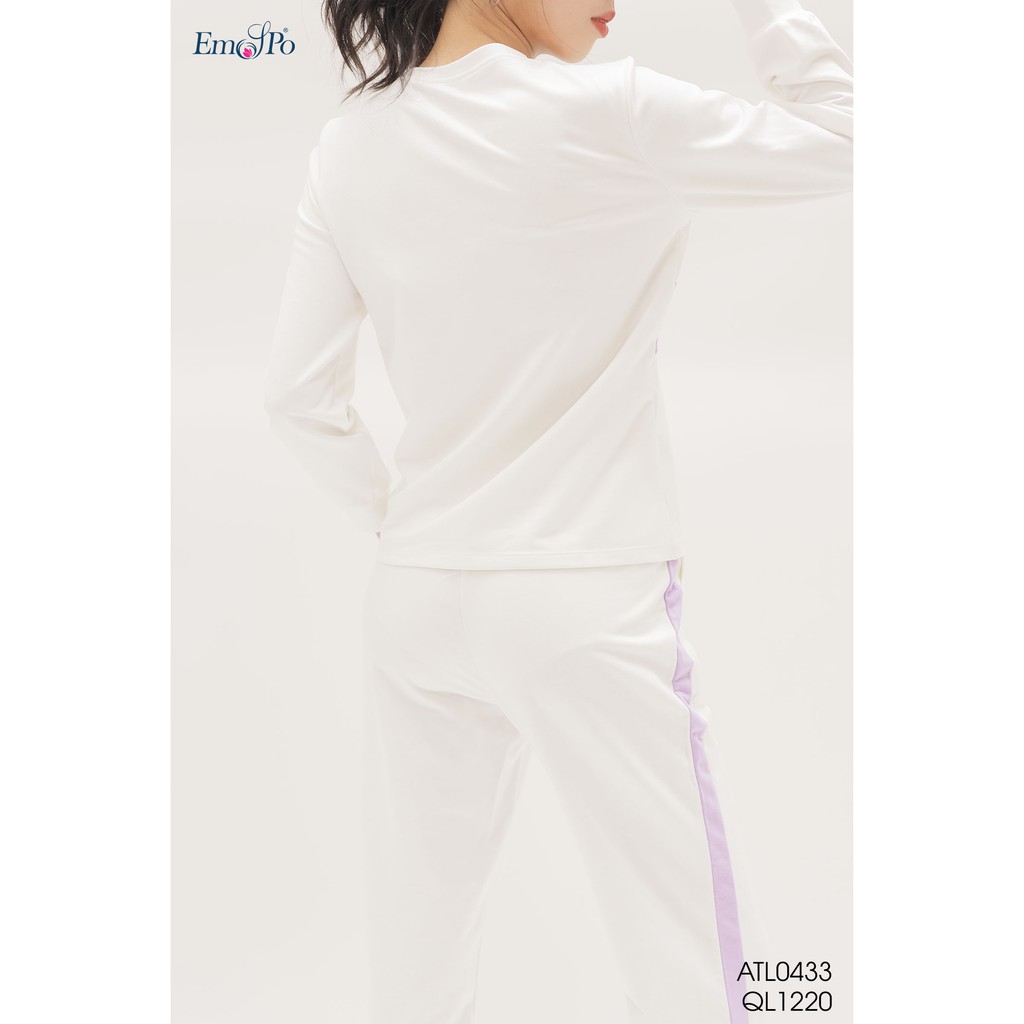 Bộ quần áo thun thể thao Emspo áo cổ tròn phối vải và khóa đồng, đi bộ QL1220 - ATL0433