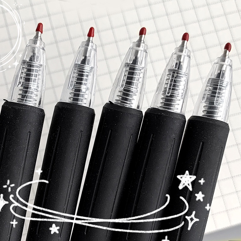 Set 6 Bút Bi Mực Đen Ngòi 0.5mm Có Thể Thu Gọn Tiện Dụng