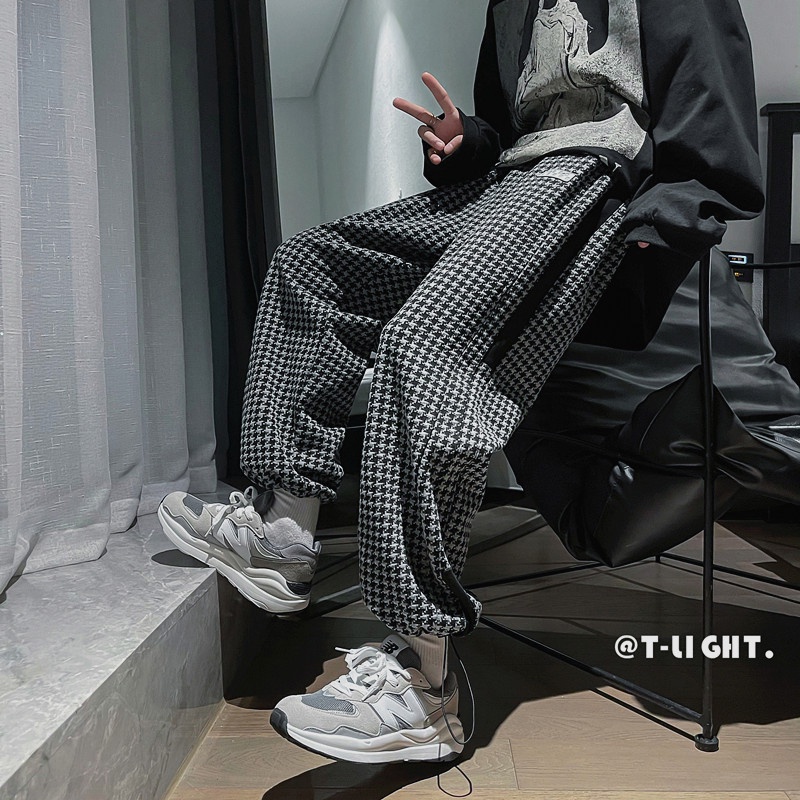 Quần dài in họa tiết răng sói cổ điển thoải mái mặc hàng ngày phong cách hip hop sành điệu cho nam size S-3XL