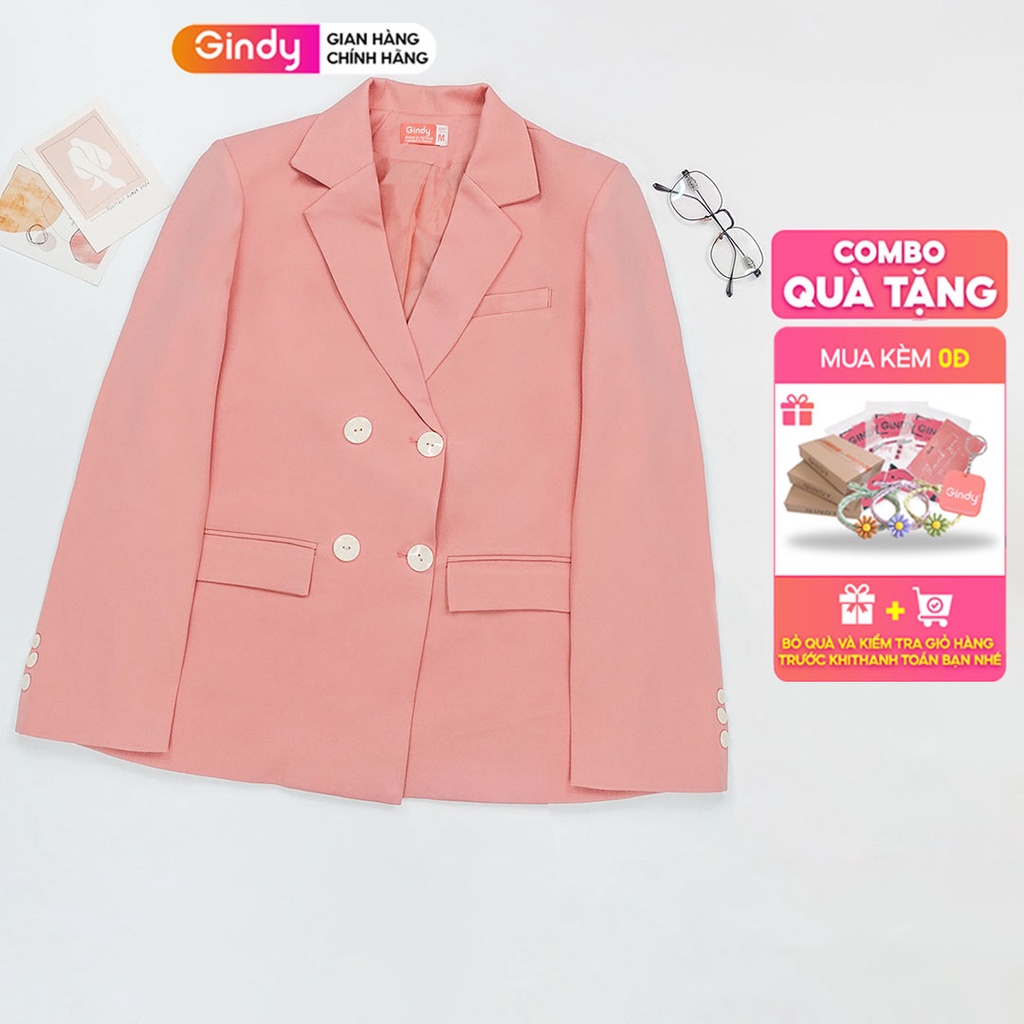 Áo Vest Blazer Nữ GINDY Khoác Ngoài Dài Tay 2 Lớp Mẫu Mới Có Đệm Vai Thời Trang Công Sở Phong Cách Hàn Quốc A025