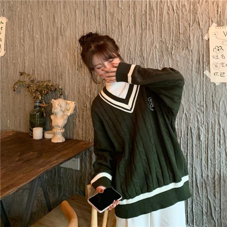 Áo len nữ cổ v tim tay dài form rộng màu đỏ đô Hàn Quốc mùa đông chất vải dày dặn kèm ảnh cận chất ở cuối