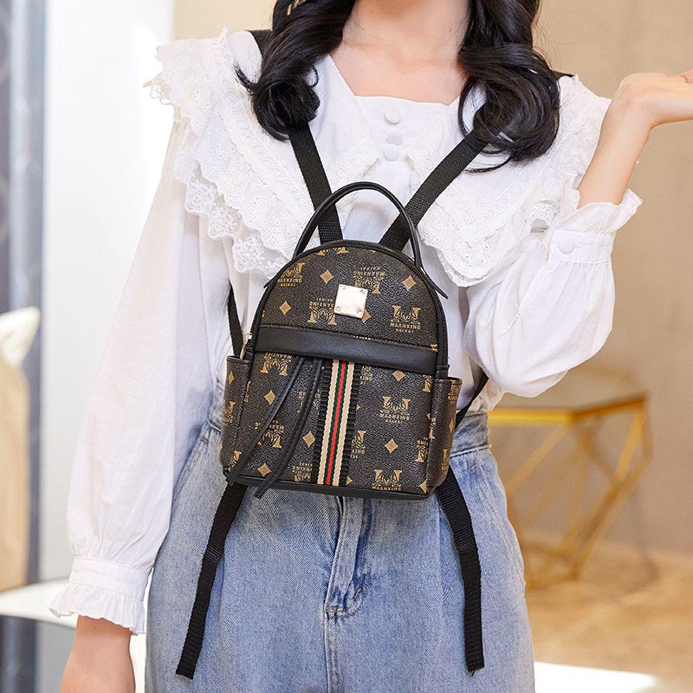 Ba Lô Da PU Họa Tiết Sọc Vintage Thanh Lịch Dành Cho Nữ