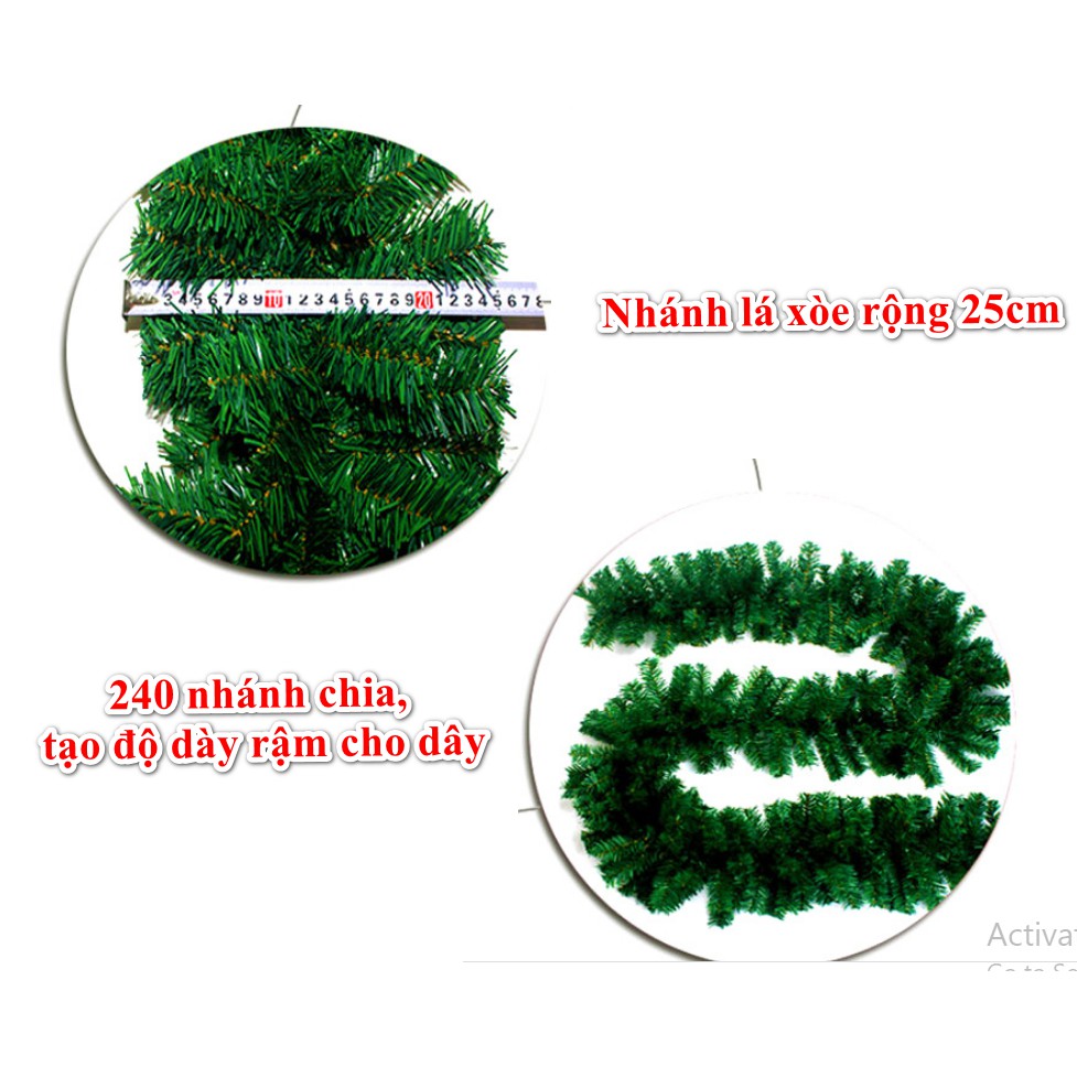 Dây thông trang trí kèm trái châu dài 2.7 mét KHÔNG KÈM ĐÈN B2