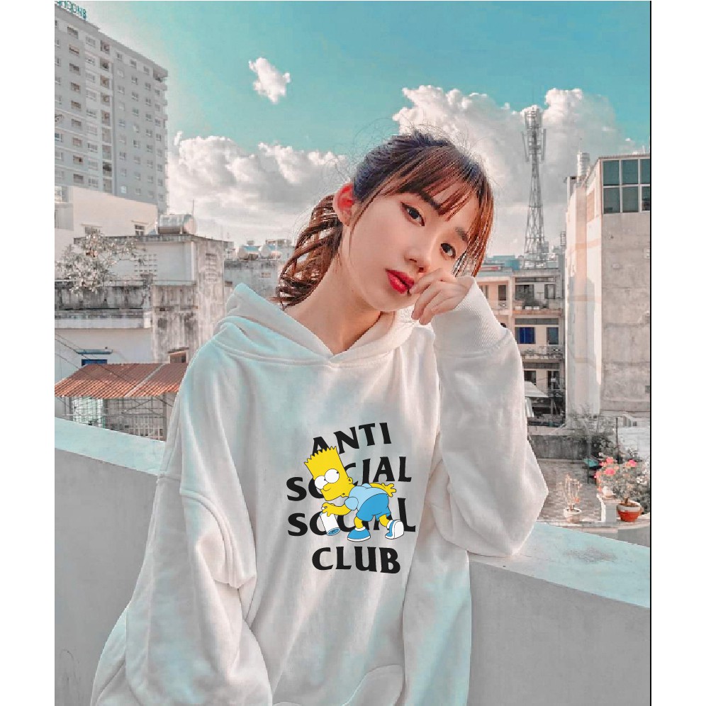 [Ấm như ôm gấu] Áo nỉ Hoodie thu đông  @nti soci@al form suông rộng unisex chất vải nỉ bông, có mũ trùm đầu siêu ấm