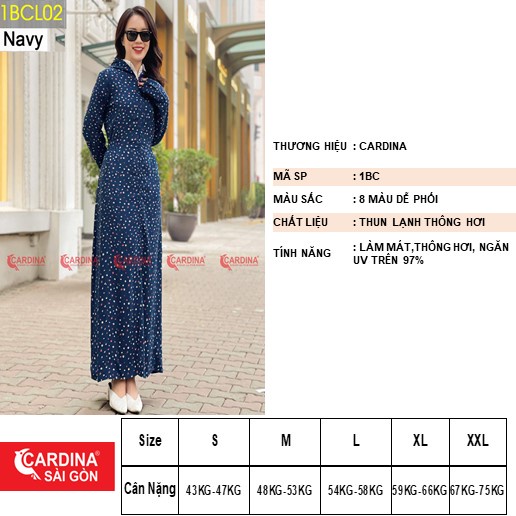 Áo Chống Nắng Toàn Thân Dáng Dài Nữ Cao Cấp CARDINA Thông Hơi Có Nón Vải Lanh Dày Mát Mịn Chống UV Lên Đến 97% Mã 1BCL