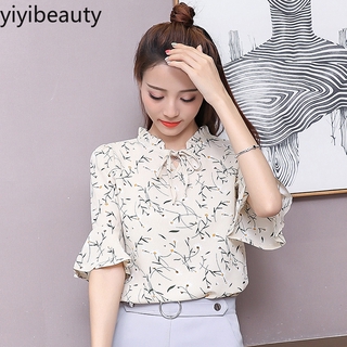 Áo Kiểu Tay Loe Ngắn In Hoa Thời Trang Mùa Hè 2020 Cho Nữ