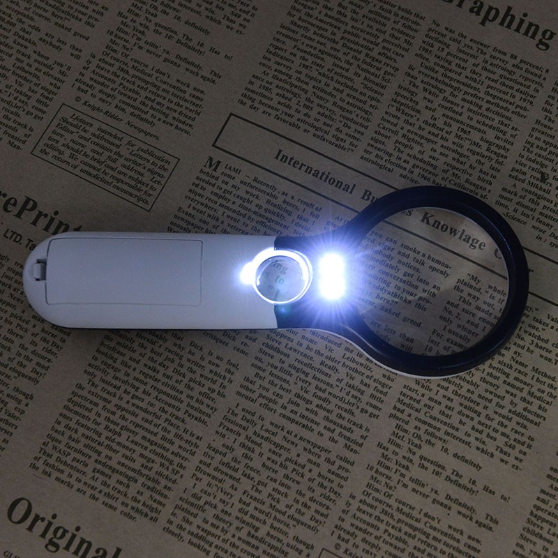 Kính lúp cầm tay 4X 45X với 3 đèn LED ĐƯỜNG KÍNH LEN 55MM VÀ 22MM - NO.6902C