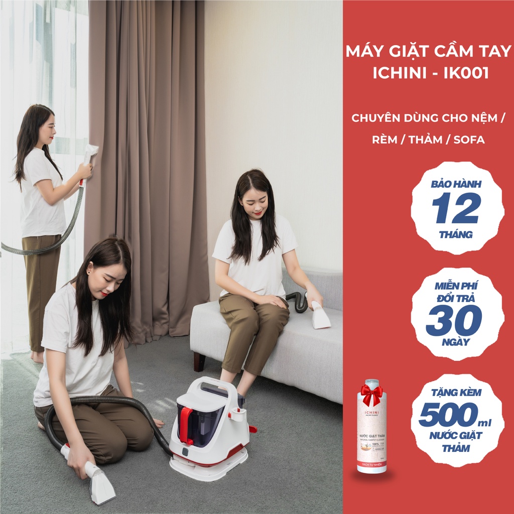 Máy giặt cầm tay Ichini dùng cho thảm nệm rèm sofa lực hút lớn 15000PA