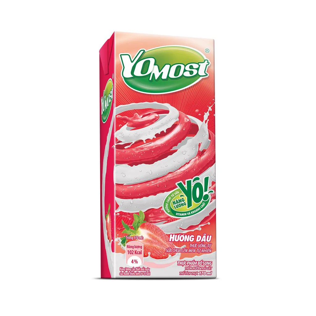 Lốc 4 Hộp Sữa Chua Lên Men Tự Nhiên Yomost Vị Dâu