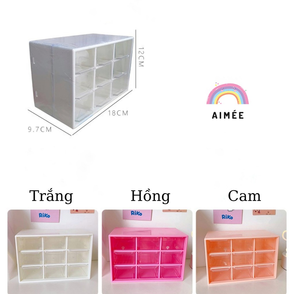 Tủ Mini 9 Ngăn Để Bàn, Kệ Nhựa Mini 9 Ngăn Đa Năng| AIMÉE