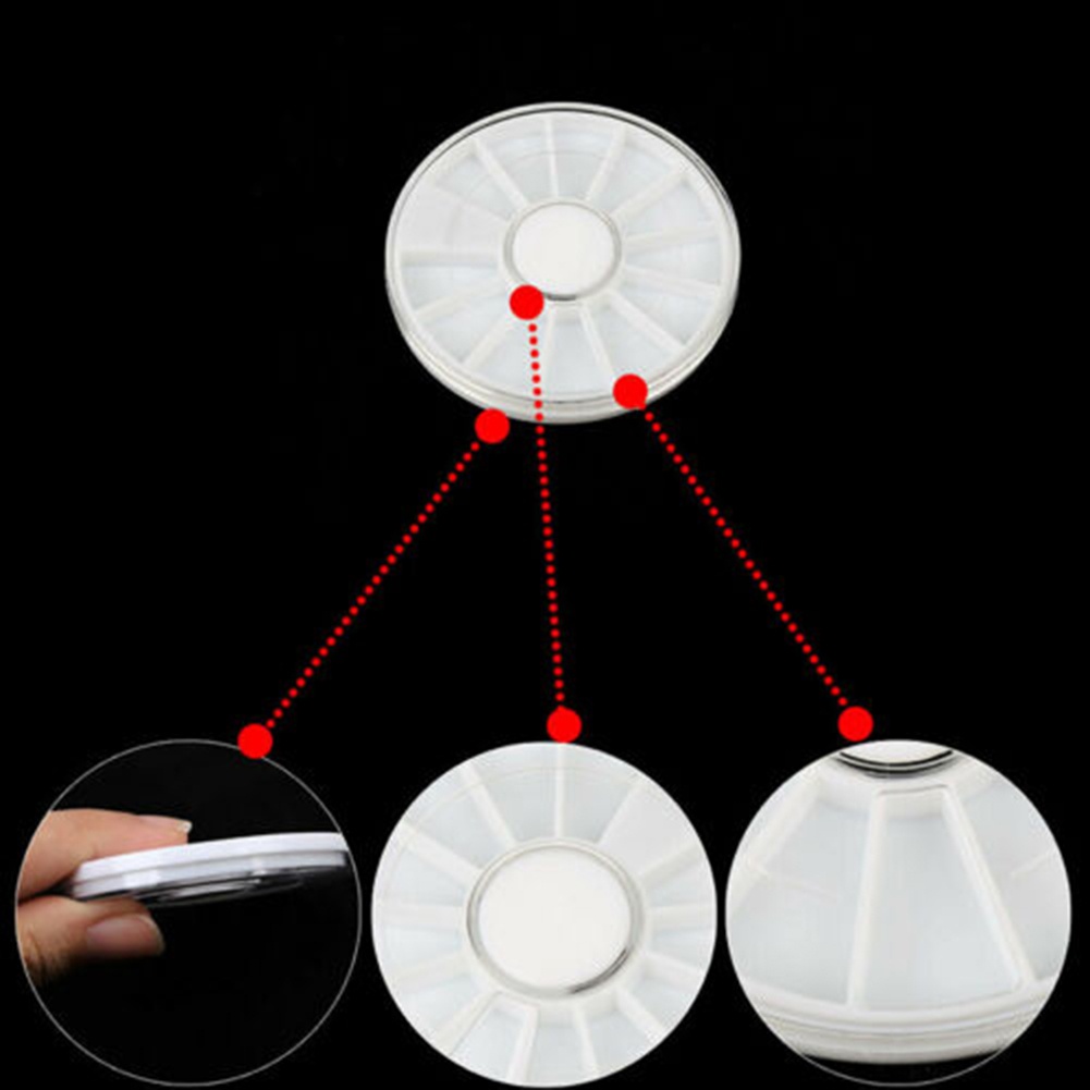 Hộp Đựng Phụ Kiện Trang Trí Móng Nghệ Thuật 12 Ngăn Hình Tròn Rỗng Ốp