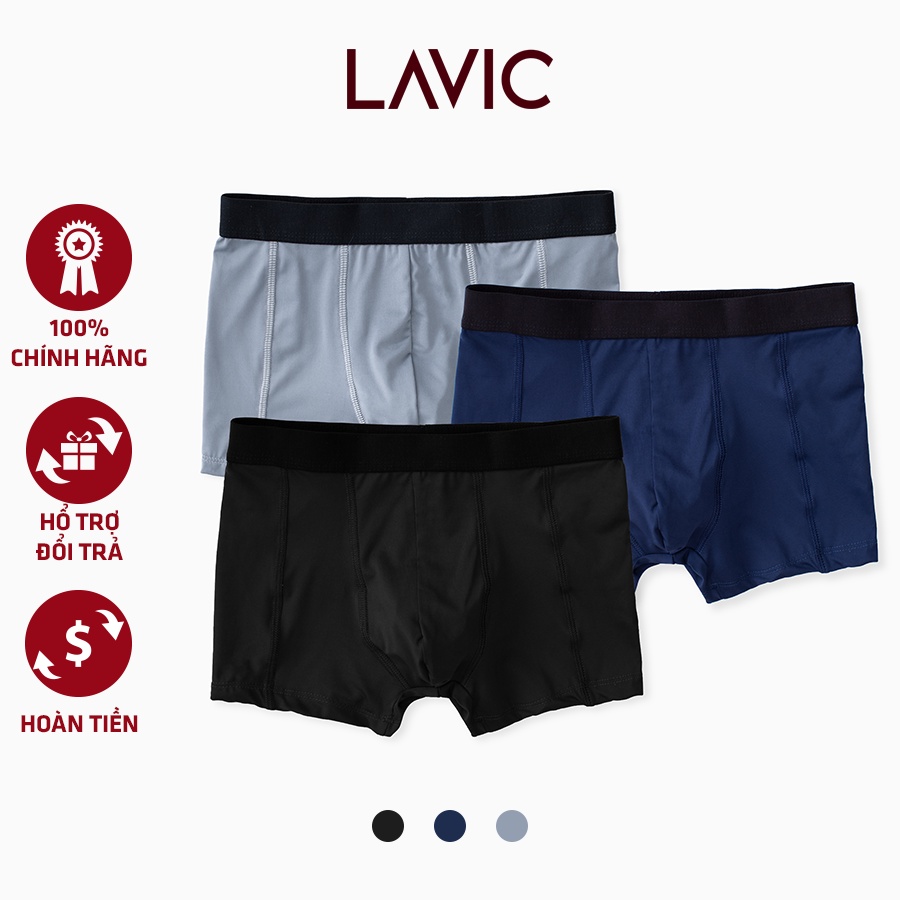 COMBO 3 quần lót Boxer nam LAVIC - 4112 - Siêu mềm, thoải mái - Boxer nam thun lụa băng co giãn 4 chiều LV4112
