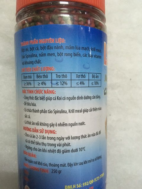Thức ăn cá LS Koi Food. Thức ăn cho cá chép Koi lên màu đẹp hũ 250g