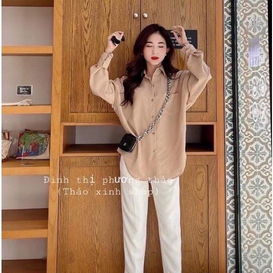 Áo sơ mi dài tay đũi lụa đuôi tôm không nhăn form rộng | BigBuy360 - bigbuy360.vn