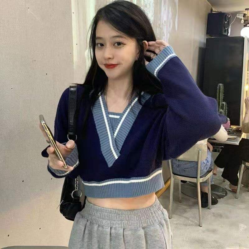 Áo len tay dài cổ chữ v phong cách hàn quốc