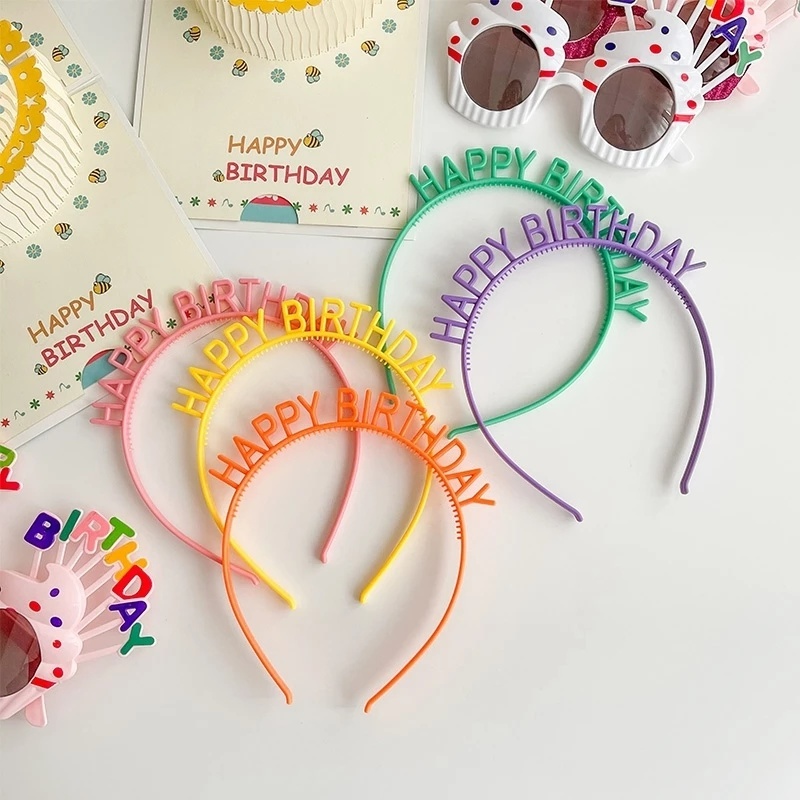 Băng Đô Cài Tóc Bằng Nhựa In Chữ Happy Birthday Màu Kẹo Đơn Giản Dành Cho Nữ Dự Tiệc Sinh Nhật
