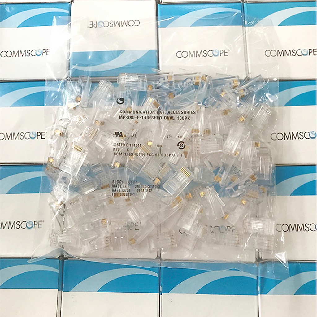 Hạt mạng rj45 cat5e Commscope (Hộp 100 chiếc) - Hàng chính hãng