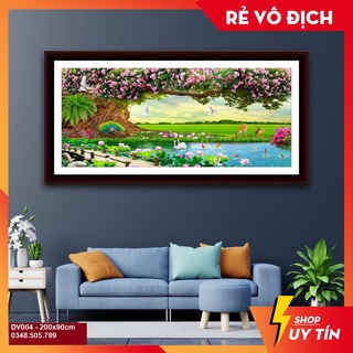 Tranh đính đá phong cảnh thiên nhiên tươi đẹp 200x90cm