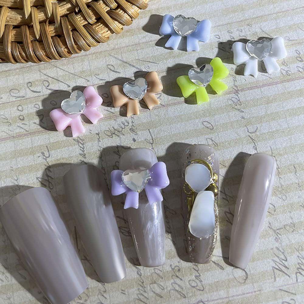 OCEANMAP Phụ Kiện Đính Trang Trí Móng Tay 3D Hình Nơ Màu Kẹo Thời Trang