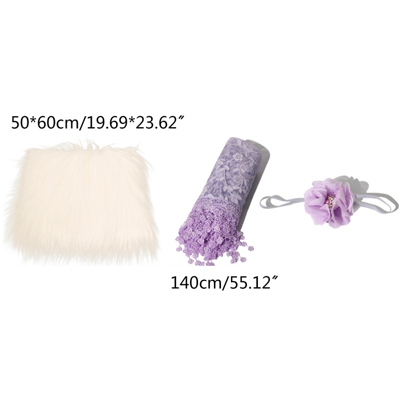 Set 3 Món Chăn Quấn Kèm Băng Đô Làm Phụ Kiện Chụp Ảnh Cho Bé Sơ Sinh