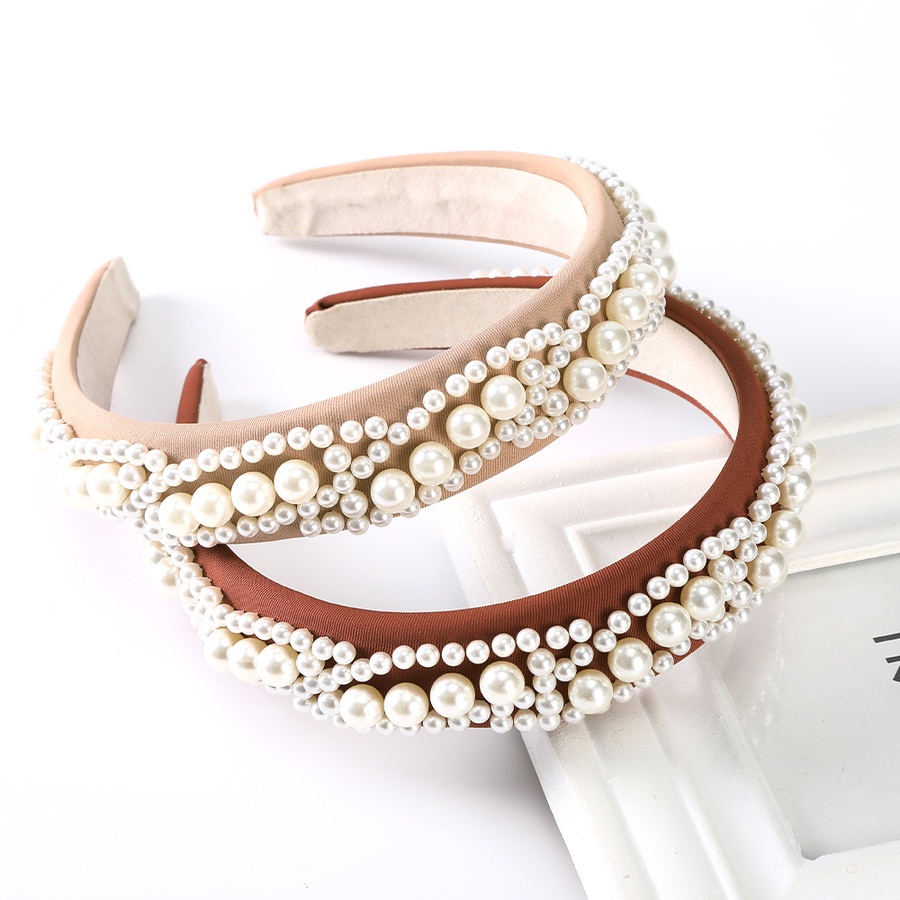 Băng Đô Cài Tóc Bản Rộng Đính Ngọc Trai Giả Thời Trang Hàn Quốc Cho Nữ