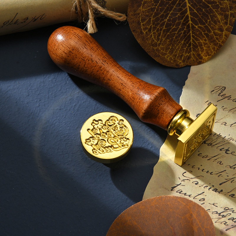 Bộ Con Dấu Đóng Sáp Niêm Phong Thiệp Mời Lưu Niệm Thẻ Bài In Hình Hoa Lá