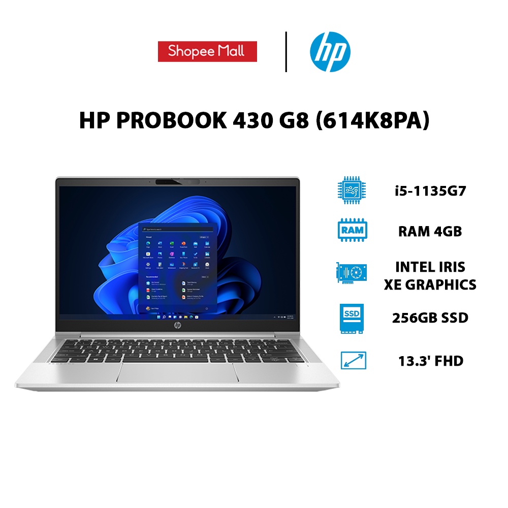 Laptop HP ProBook 430 G8 (614K8PA) (i5-1135G7 | 4GB | 256GB | Intel Iris Xe Graphics | 13.3' FHD | Win 11)